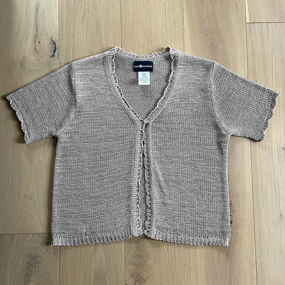 Vintage Sag Harbor Open Knit Crocheted 90's Cottagecore cardigan